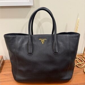 Prada Black Vitello Daino Tote